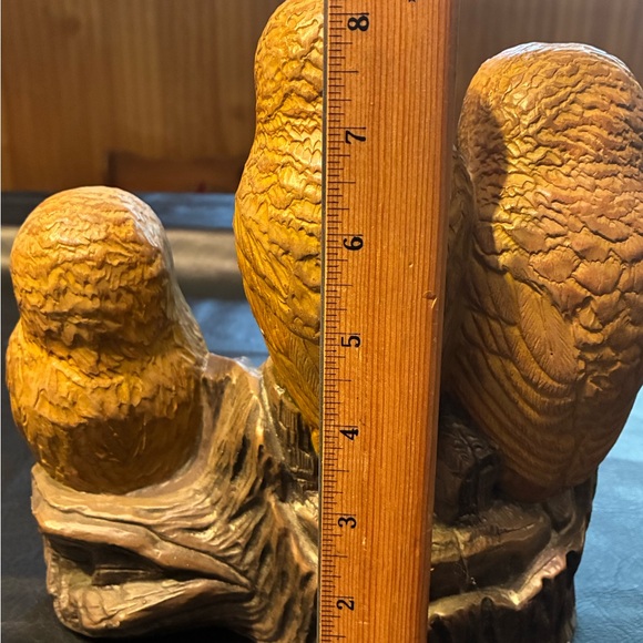 Vintage Ceramic 3 Owls On A Log Signed - Picture 7 of 8